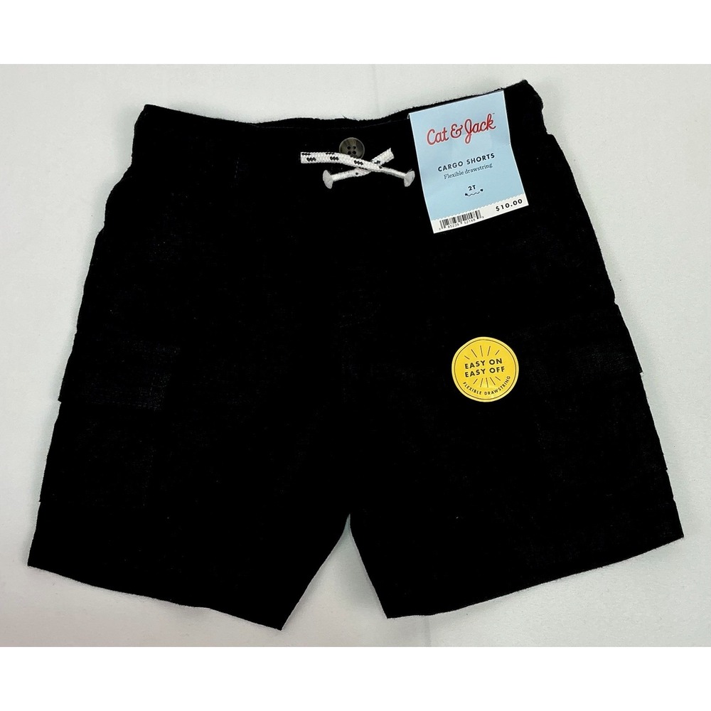 Cat & Jack Black Adjustable Drawstring Boys Cargo Shorts Size 2T